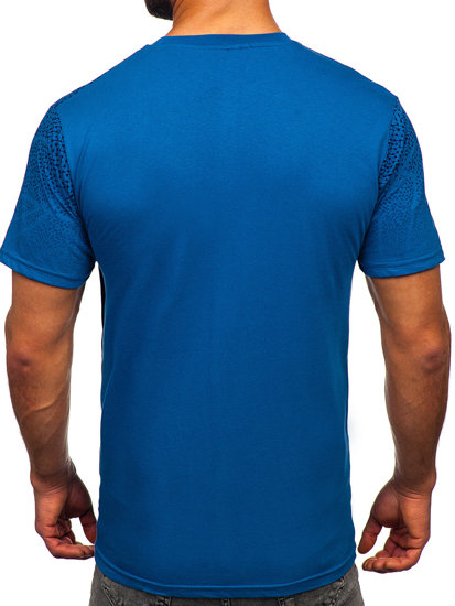 T-shirt in cotone da uomo azzurro scura Bolf 14710