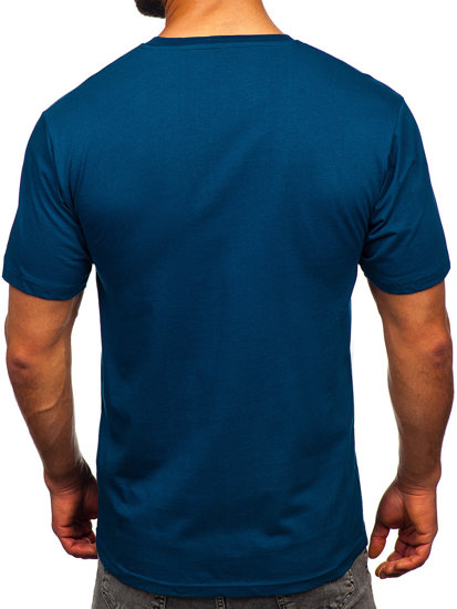 T-shirt in cotone da uomo azzurro scura Bolf 14748