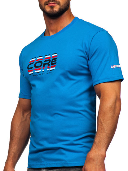 T-shirt in cotone da uomo celeste Bolf 14731