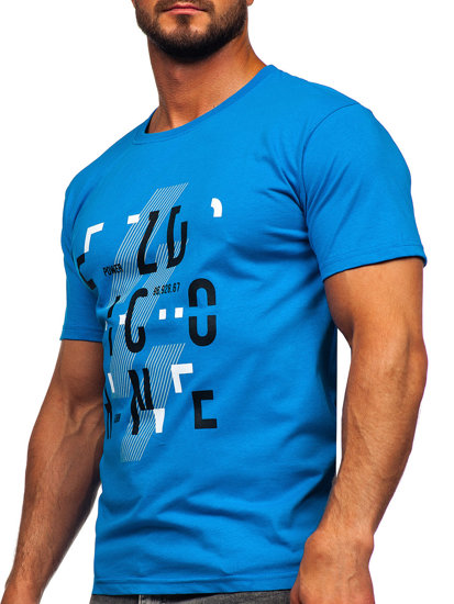 T-shirt in cotone da uomo celeste Bolf 14752