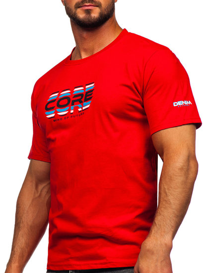 T-shirt in cotone da uomo rossa Bolf 14731