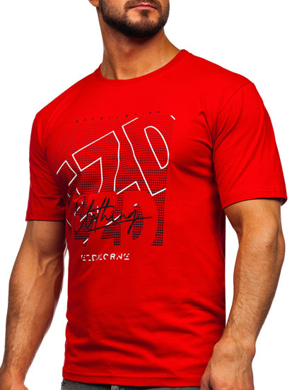 T-shirt in cotone da uomo rossa Bolf 14748