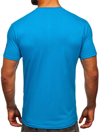 T-shirt in cotone da uomo turchese Bolf 14514