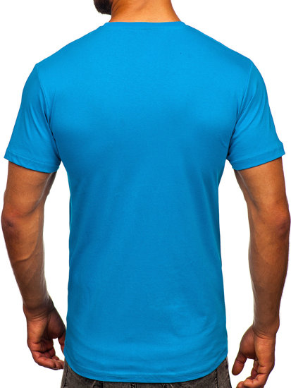 T-shirt in cotone da uomo turchese Bolf 14701