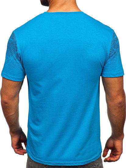 T-shirt in cotone da uomo turchese Bolf 14710