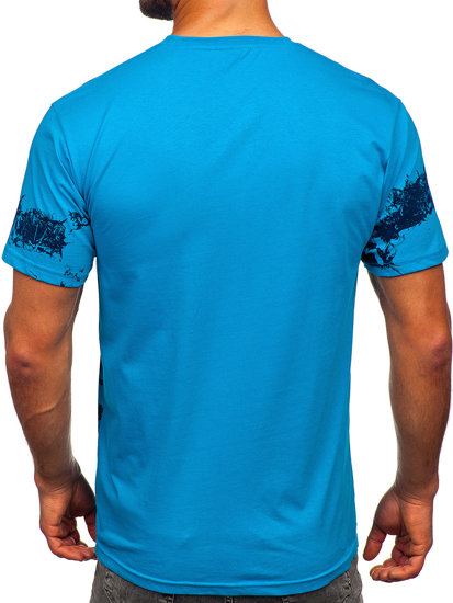 T-shirt in cotone da uomo turchese Bolf 14723