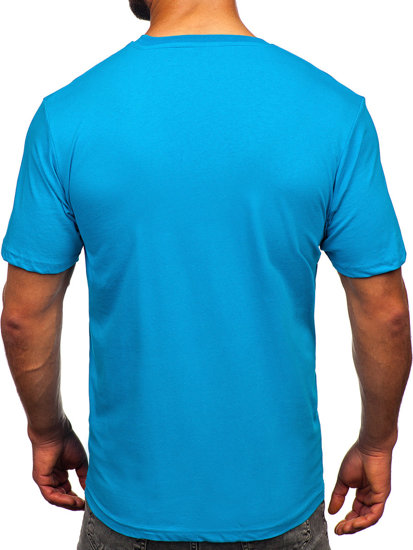 T-shirt in cotone da uomo turchese Bolf 14748