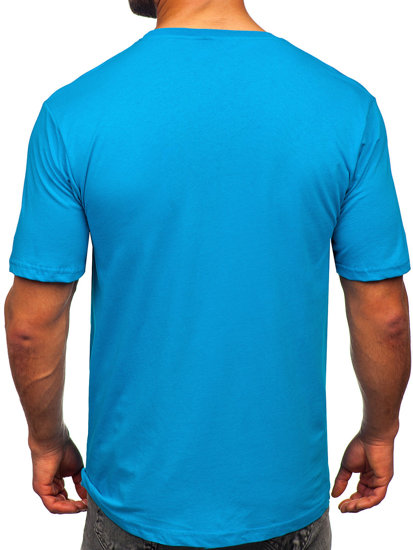 T-shirt in cotone da uomo turchese Bolf 14769