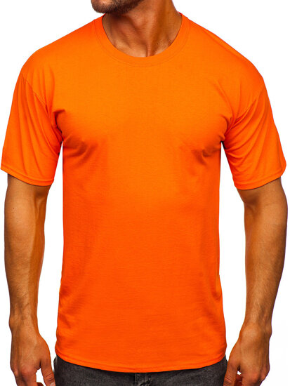 T-shirt in cotone senza stampa da uomo arancione Bolf B459