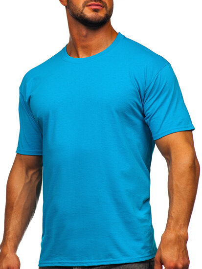 T-shirt in cotone senza stampa da uomo azzurro Bolf B459