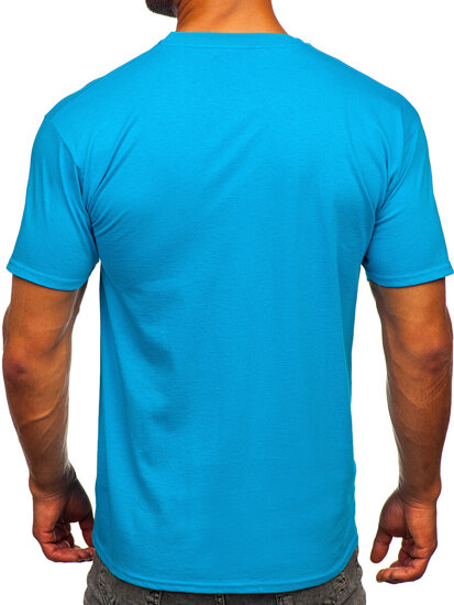 T-shirt in cotone senza stampa da uomo azzurro Bolf B459