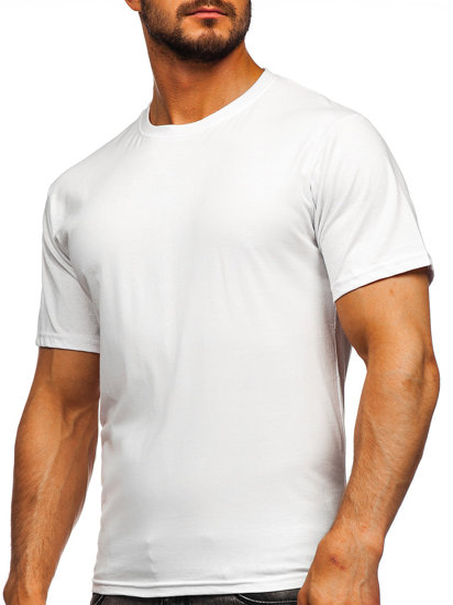 T-shirt in cotone senza stampa da uomo bianco Bolf 192397