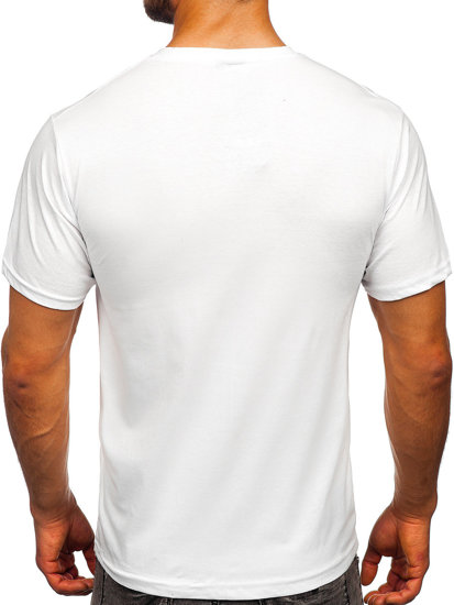 T-shirt in cotone senza stampa da uomo bianco Bolf 192397