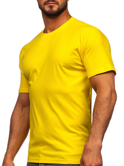 T-shirt in cotone senza stampa da uomo giallo Bolf 192397