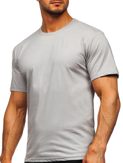 T-shirt in cotone senza stampa da uomo grigio Bolf 192397