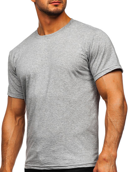 T-shirt in cotone senza stampa da uomo grigio scuro Bolf 192397