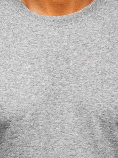 T-shirt in cotone senza stampa da uomo grigio scuro Bolf 192397