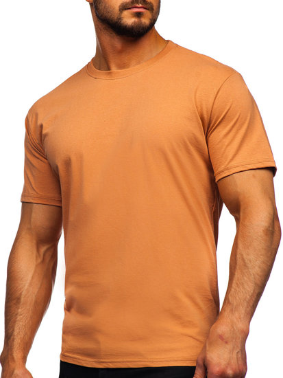 T-shirt in cotone senza stampa da uomo marrone Bolf 192397