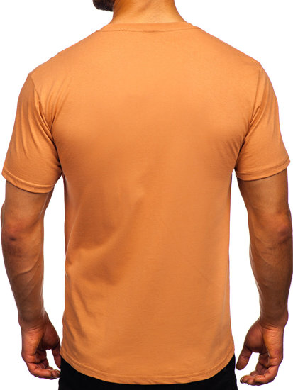 T-shirt in cotone senza stampa da uomo marrone Bolf 192397