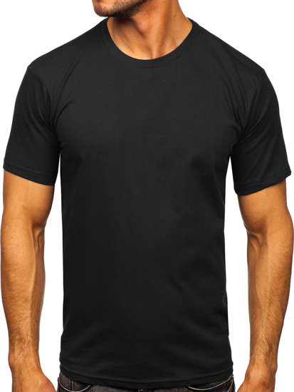 T-shirt in cotone senza stampa da uomo nero Bolf 192397