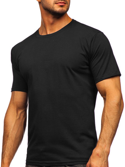 T-shirt in cotone senza stampa da uomo nero Bolf 192397