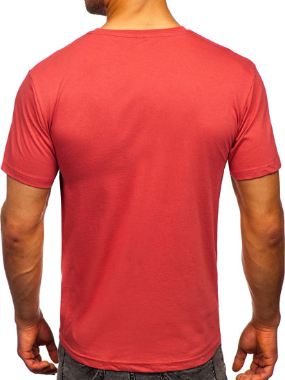 T-shirt in cotone senza stampa da uomo rosa salmone Bolf 192397