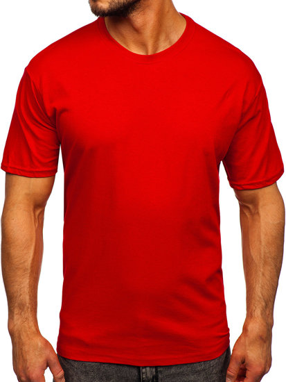 T-shirt in cotone senza stampa da uomo rosso Bolf 192397