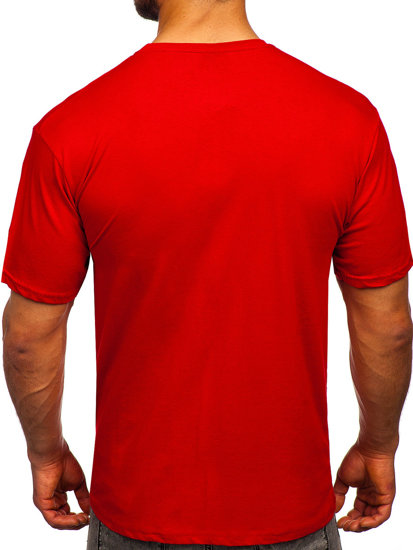 T-shirt in cotone senza stampa da uomo rosso Bolf 192397