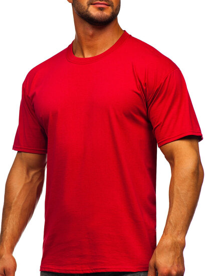 T-shirt in cotone senza stampa da uomo rosso Bolf B459