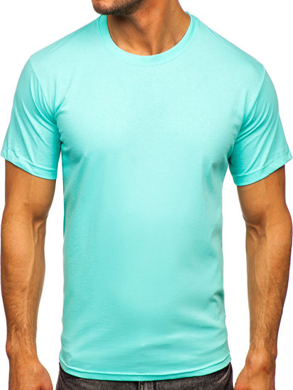 T-shirt in cotone senza stampa da uomo verde menta Bolf 192397