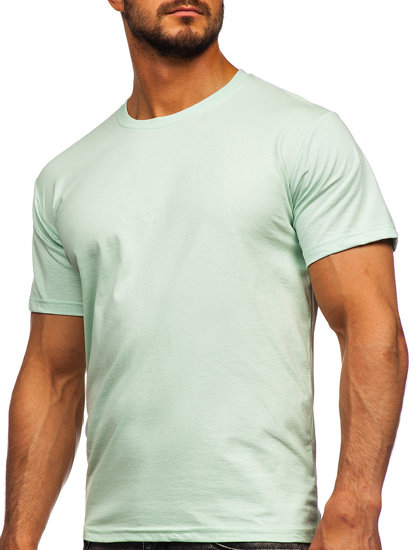 T-shirt in cotone senza stampa da uomo verde menta chiaro Bolf 192397