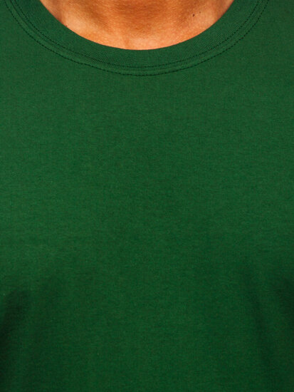 T-shirt in cotone senza stampa da uomo verde scuro Bolf B459