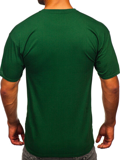 T-shirt in cotone senza stampa da uomo verde scuro Bolf B459