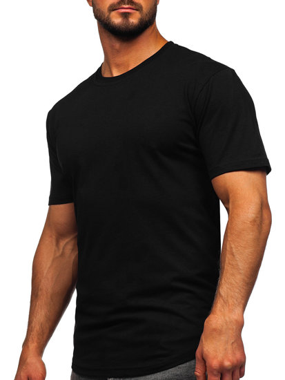 T-shirt lungo senza stampa da uomo nera Bolf 14290