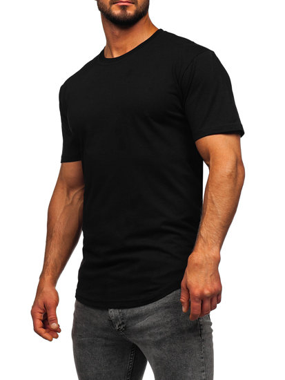 T-shirt lungo senza stampa da uomo nera Bolf 14290