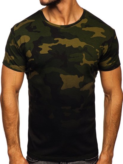 T-shirt mimetica con stampa da uomo khaki Bolf S808