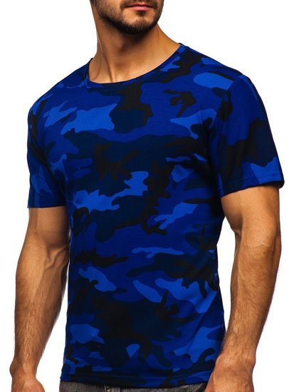 T-shirt mimetica da uomo blu Bolf S807