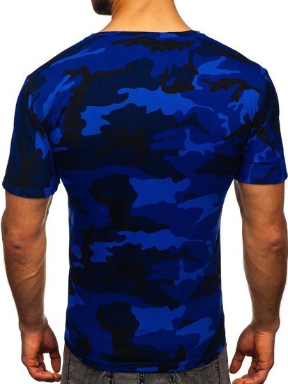 T-shirt mimetica da uomo blu Bolf S807