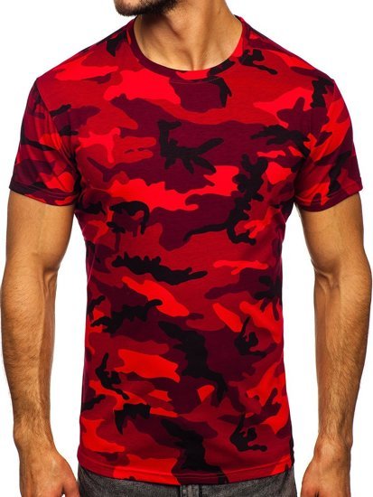 T-shirt mimetica da uomo rossa Bolf S807