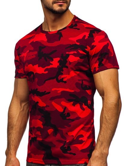 T-shirt mimetica da uomo rossa Bolf S807