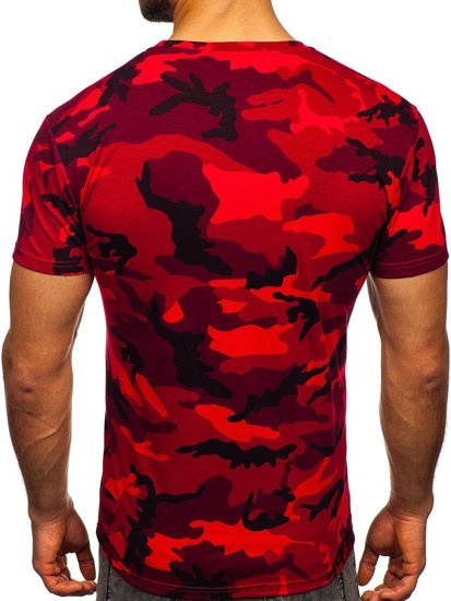 T-shirt mimetica da uomo rossa Bolf S807