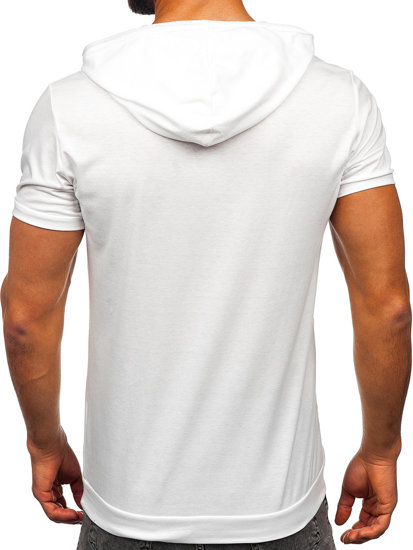 T-shirt senza stampa con cappuccio da uomo bianca Bolf 8T955