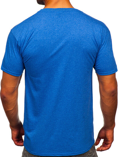 T-shirt senza stampa da uomo azzurro Bolf B10