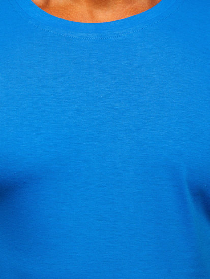 T-shirt senza stampa da uomo azzurro chiaro Bolf 2005