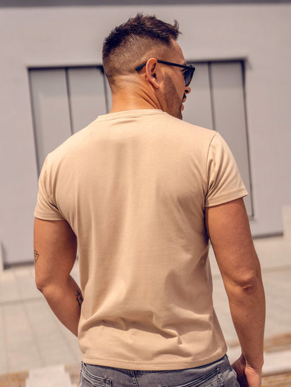 T-shirt senza stampa da uomo beige Bolf 2005A-91