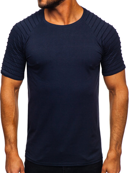 T-shirt senza stampa da uomo blu Bolf 8T88