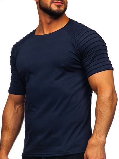 T-shirt senza stampa da uomo blu Bolf 8T88