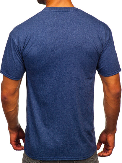 T-shirt senza stampa da uomo blu Bolf B10