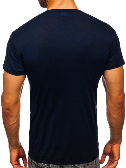 T-shirt senza stampa da uomo blu Bolf NB003