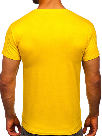 T-shirt senza stampa da uomo giallo scuro Bolf 2005